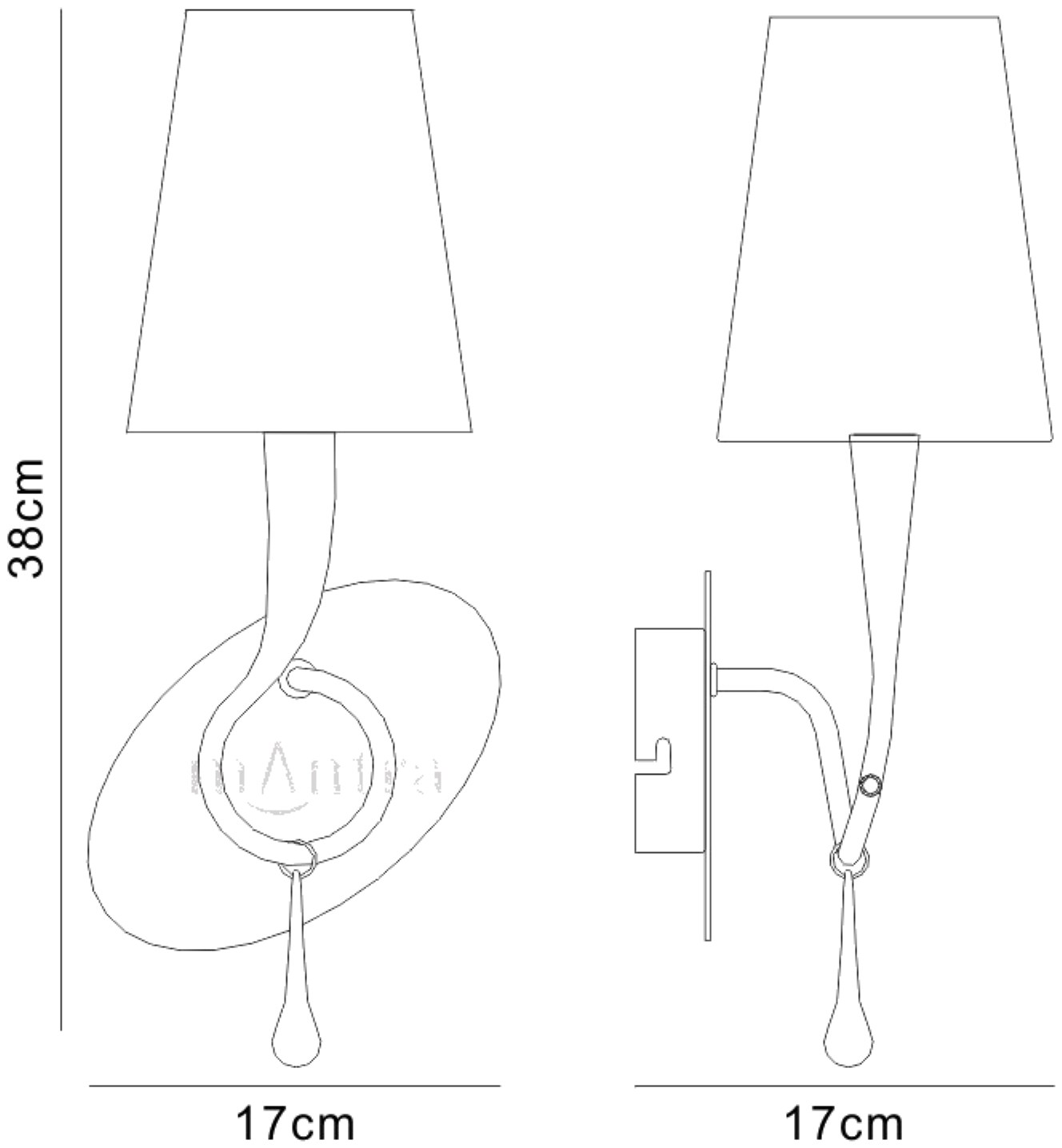 Paola Silver-Black Wall Lights Mantra Armed Wall Lights